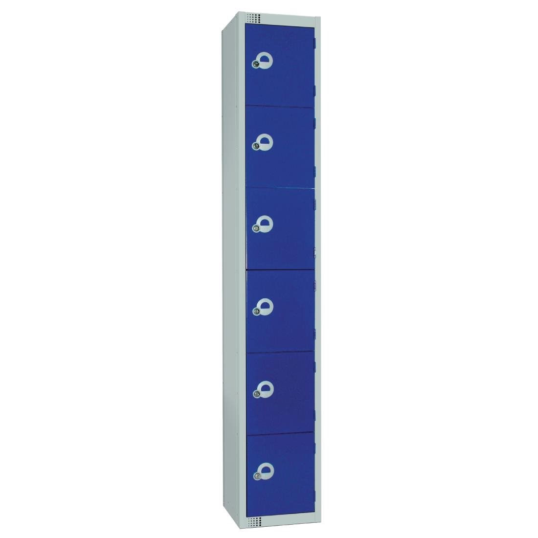 Elite Six Door Padlock Locker with Sloping Top Blue - W948-PS Steel Lockers 300mm Deep Elite Lockers
