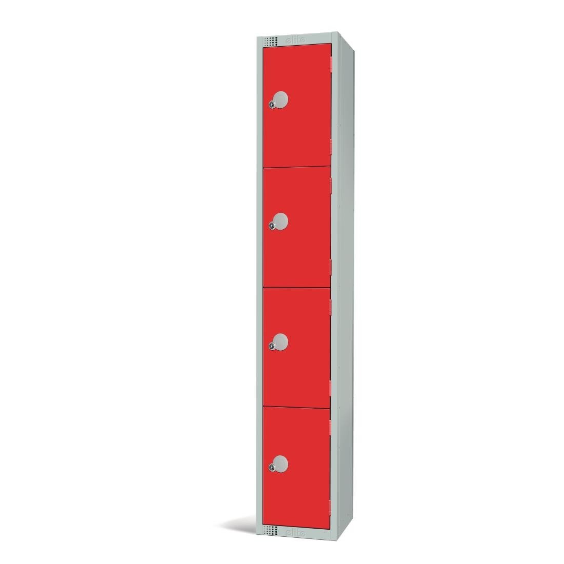 Elite Four Door Coin Return Locker Red - W952-CN Steel Lockers 300mm Deep Elite Lockers