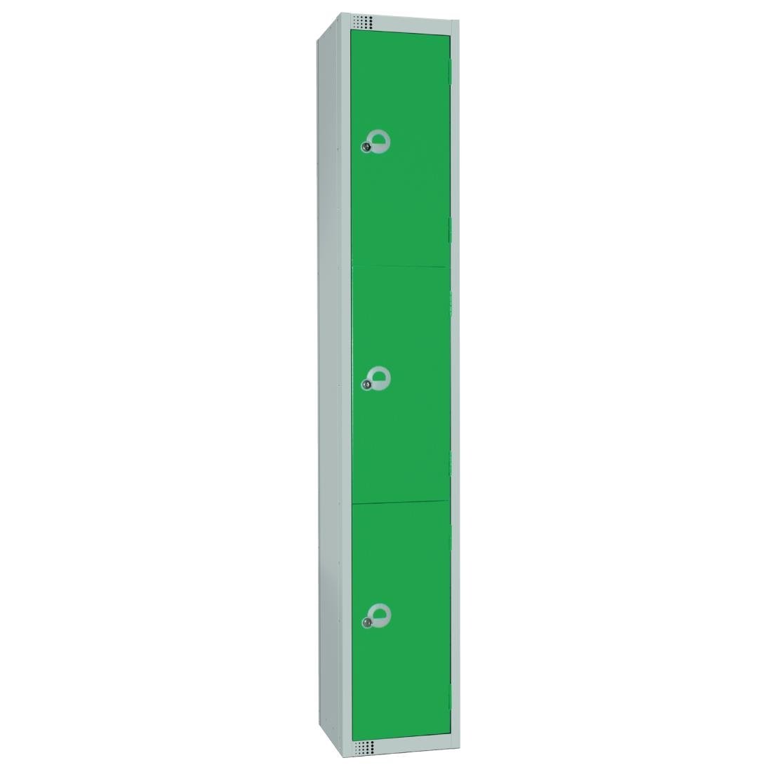 Elite Three Door Manual Combination Locker Locker Green - W956-CL Steel Lockers 300mm Deep Elite Lockers