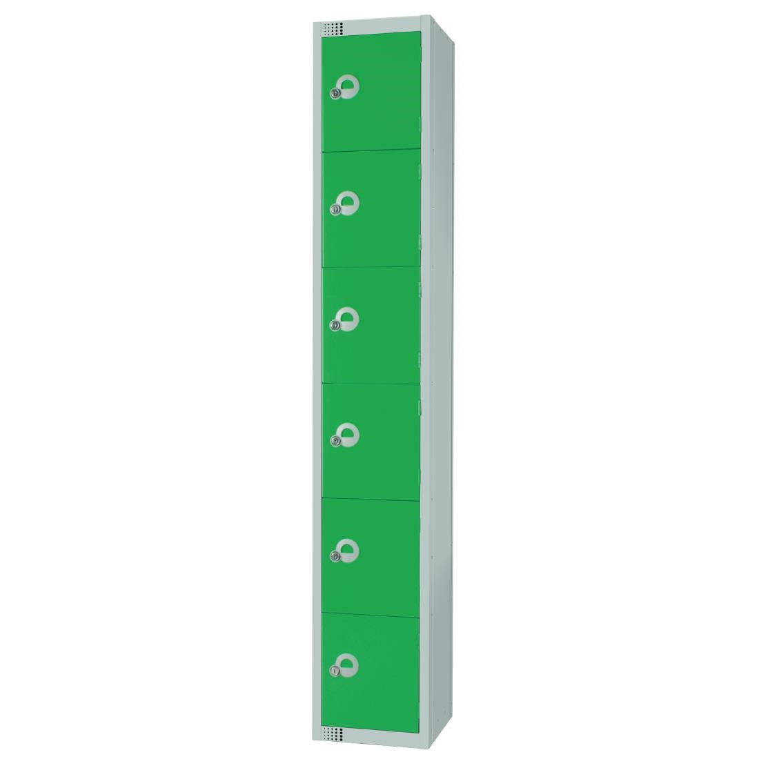 Elite Six Door Manual Combination Locker Locker Green - W958-CL Steel Lockers 300mm Deep Elite Lockers