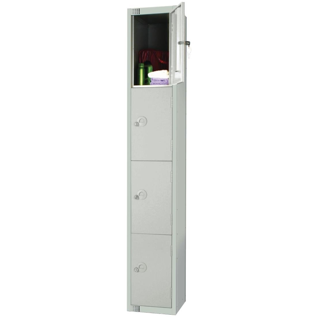 Elite Four Door Coin Return Locker with Sloping Top Grey - W962-CNS Steel Lockers 450mm Deep Elite Lockers