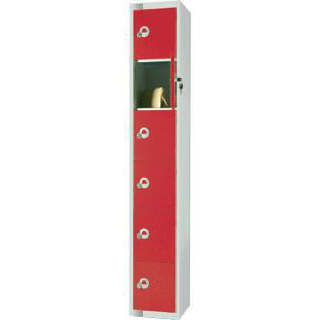 Elite Six Door Padlock Locker with Sloping Top Red - W983-PS Steel Lockers 450mm Deep Elite Lockers