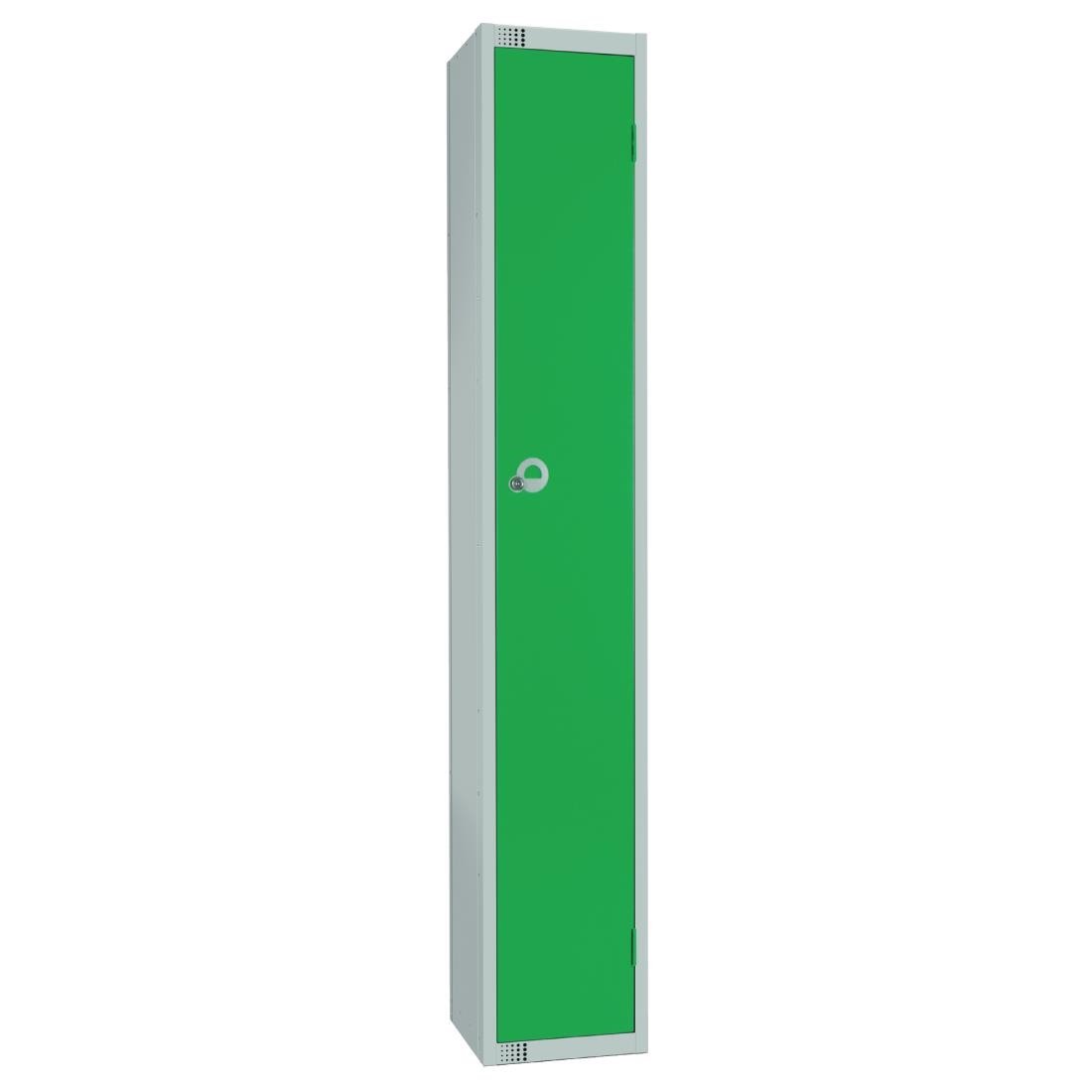 Elite Single Door Camlock Locker with Sloping Top Green - W984-CS Steel Lockers 450mm Deep Elite Lockers