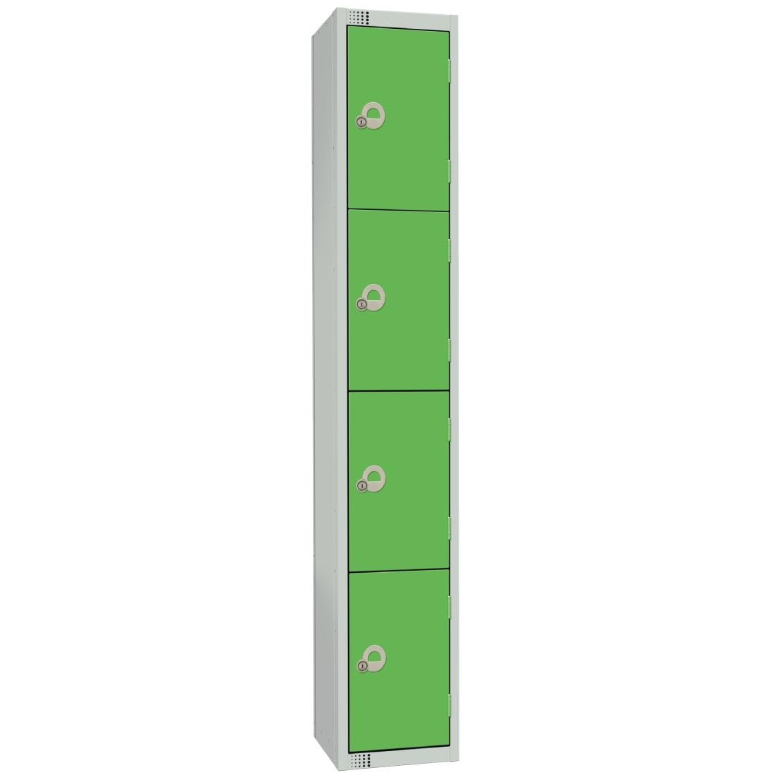 Elite Four Door Camlock Locker with Sloping Top Green - W987-CS Steel Lockers 450mm Deep Elite Lockers