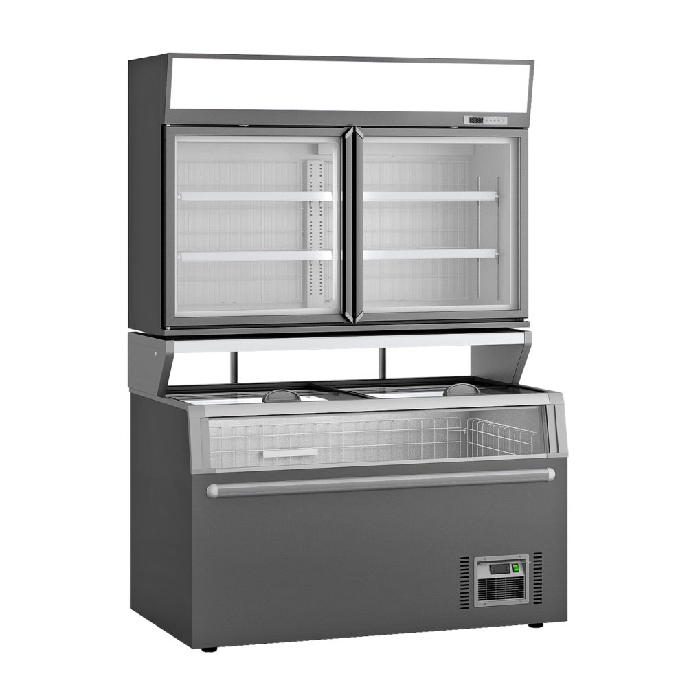 Prodis Supermarket 2 Door Wall Freezer With Under Freezer | WXPD1500 Display Chest Freezers Prodis