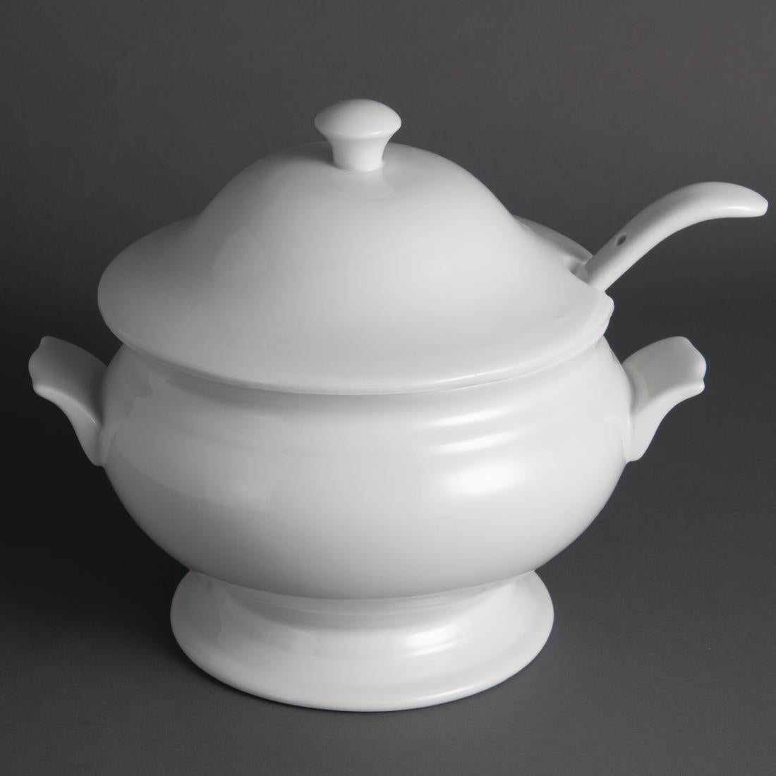 Olympia Whiteware Soup Tureen and Ladle 2.5Ltr 88oz - Y094 Olympia Crockery Olympia