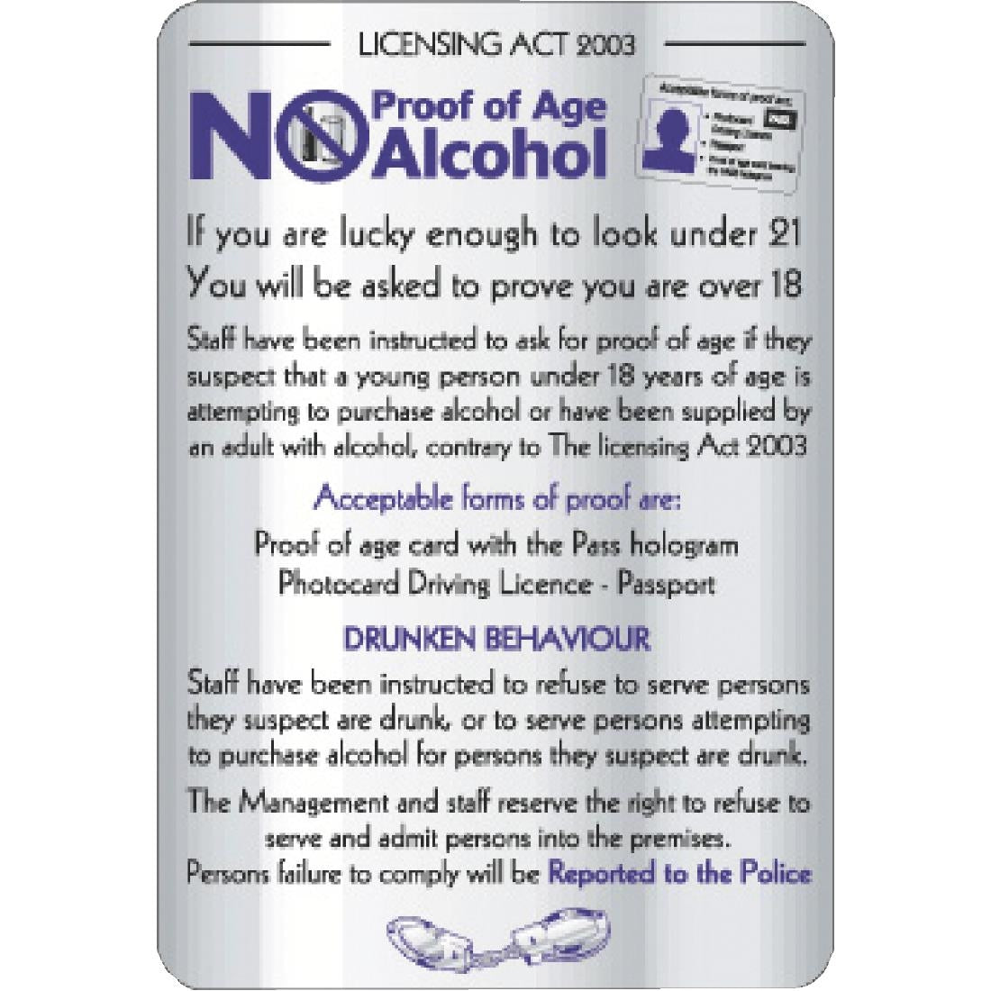 Vogue Under Age Drinking Sign - Y926 Vogue