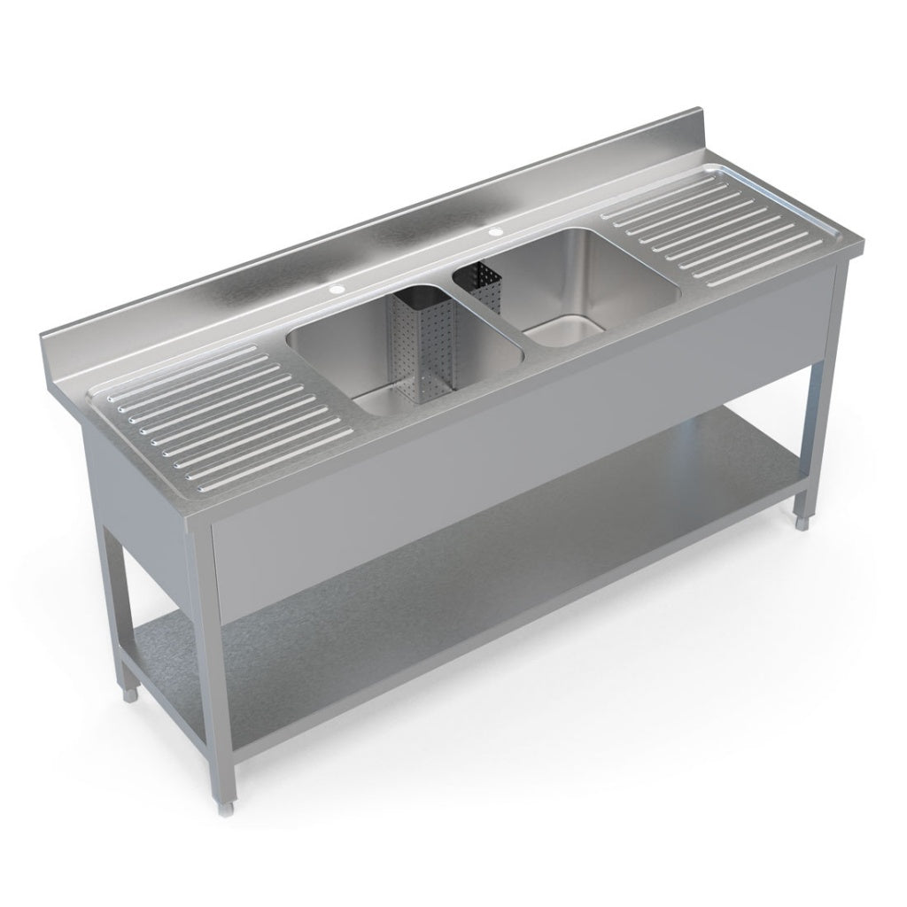 Empire Commercial Stainless Steel Double Bowl Sink – Double Drainer 1800mm Wide | 1800-600 Double Bowl Sinks Empire