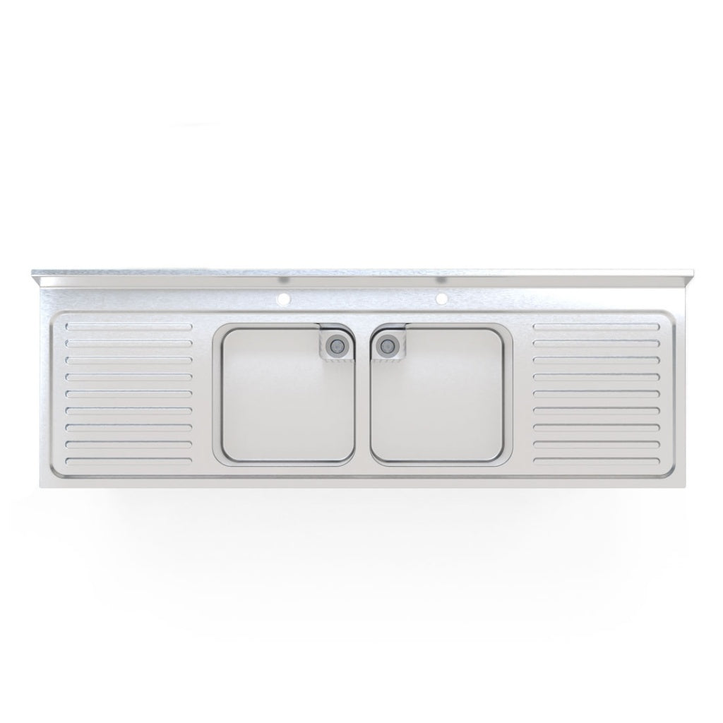 Empire Commercial Stainless Steel Double Bowl Sink – Double Drainer 1800mm Wide | 1800-600 Double Bowl Sinks Empire
