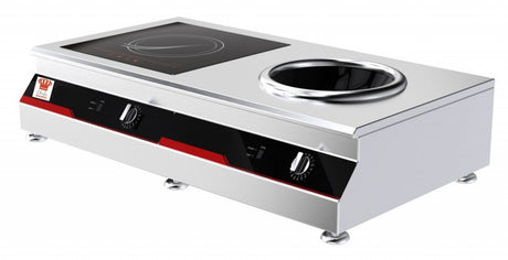 Chefsrange Induction Hob Combi Wok and Ring Counter Top 2 x 3KW - GXIH1-W-3 Wok Cookers & Burners Chefsrange   