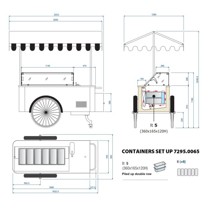 Combisteel Mobile Ice Cream Gelato Display Cart Carrettino 6 - 7295.0065 Ice Cream Display Freezers Combisteel