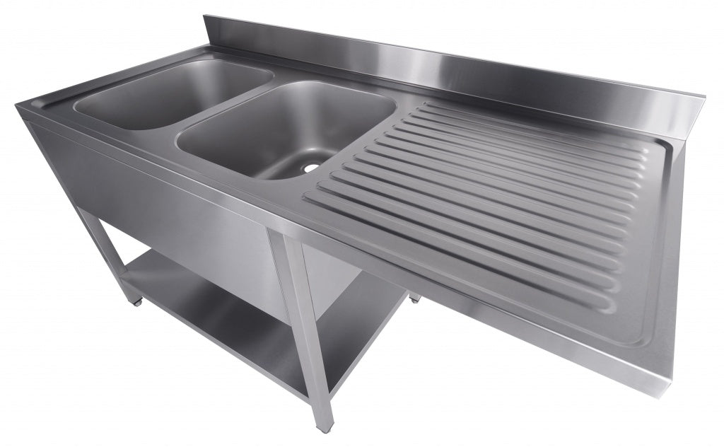 Combisteel Double Left Hand Bowls Dishwasher Sink 1600 x 700mm - 7333.1420 Dishwasher Sinks Combisteel