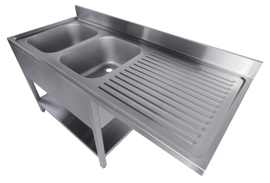 Combisteel Double Left Hand Bowls Dishwasher Sink 1600 x 700mm - 7333.1420 Dishwasher Sinks Combisteel