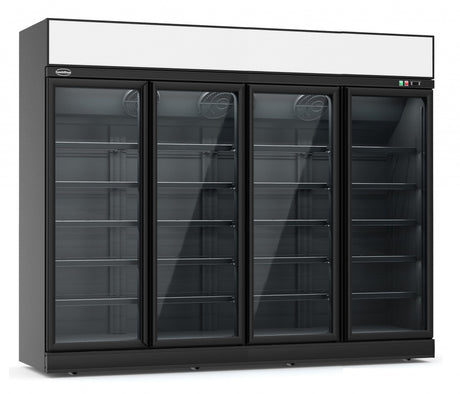 Combisteel Four Hinged Glass Door Fridge Merchandiser Black 2060Ltr *Transport On Request* | 7455.2417 Four Door Bottle Coolers Combisteel