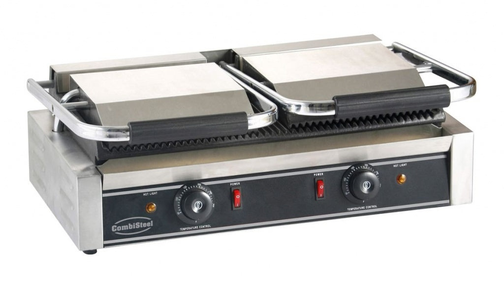Combisteel Large Twin Contact Grill Ribbed Top Ribbed Bottom - 7455.0460 Contact Grills & Panini Makers Combisteel