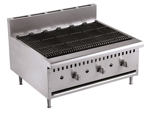 Combisteel 3 Burner Gas Lava Rock Char Grill 915mm - 7455.0915 Charcoal Grills Combisteel