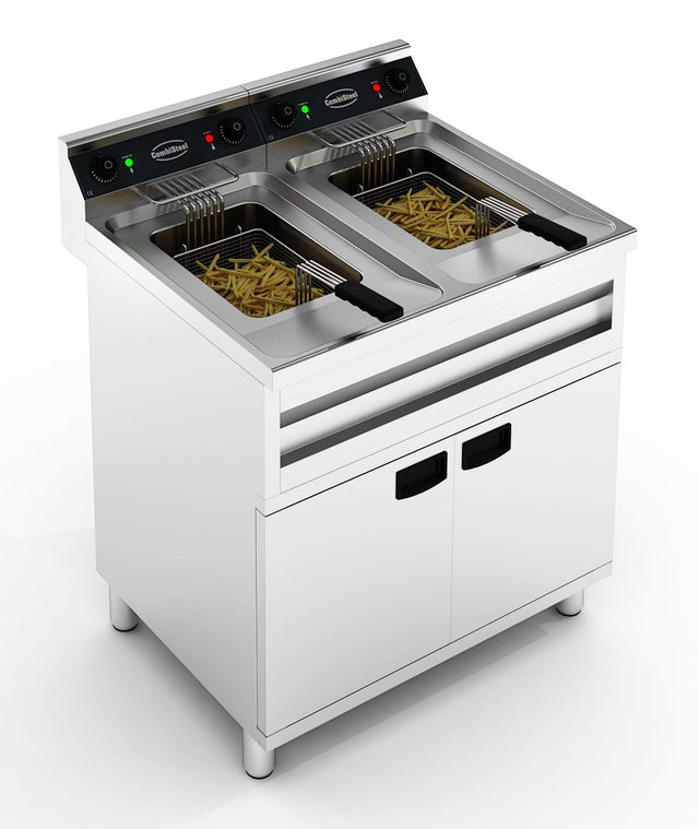 Combisteel Electric Fryer Twin Tank Twin Baskets 2 x 12 Litre 2 x 9Kw 400v - 7455.0965 Freestanding Electric Fryers Combisteel
