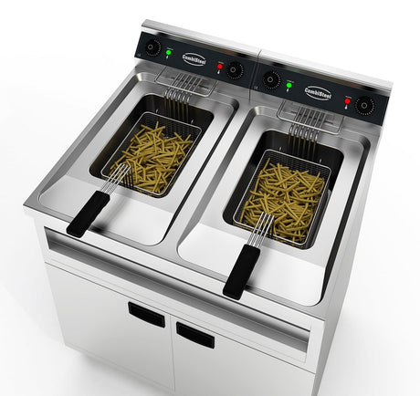 Combisteel Electric Fryer Twin Tank Twin Baskets 2 x 12 Litre 2 x 6Kw 400v - 7455.0960 Freestanding Electric Fryers Combisteel
