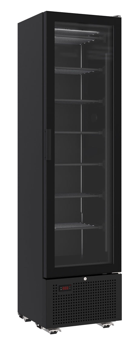 Combisteel Single Glass Door Display Freezer 221 Litre Black - 7464.0052 Upright Glass Door Freezers Combisteel   