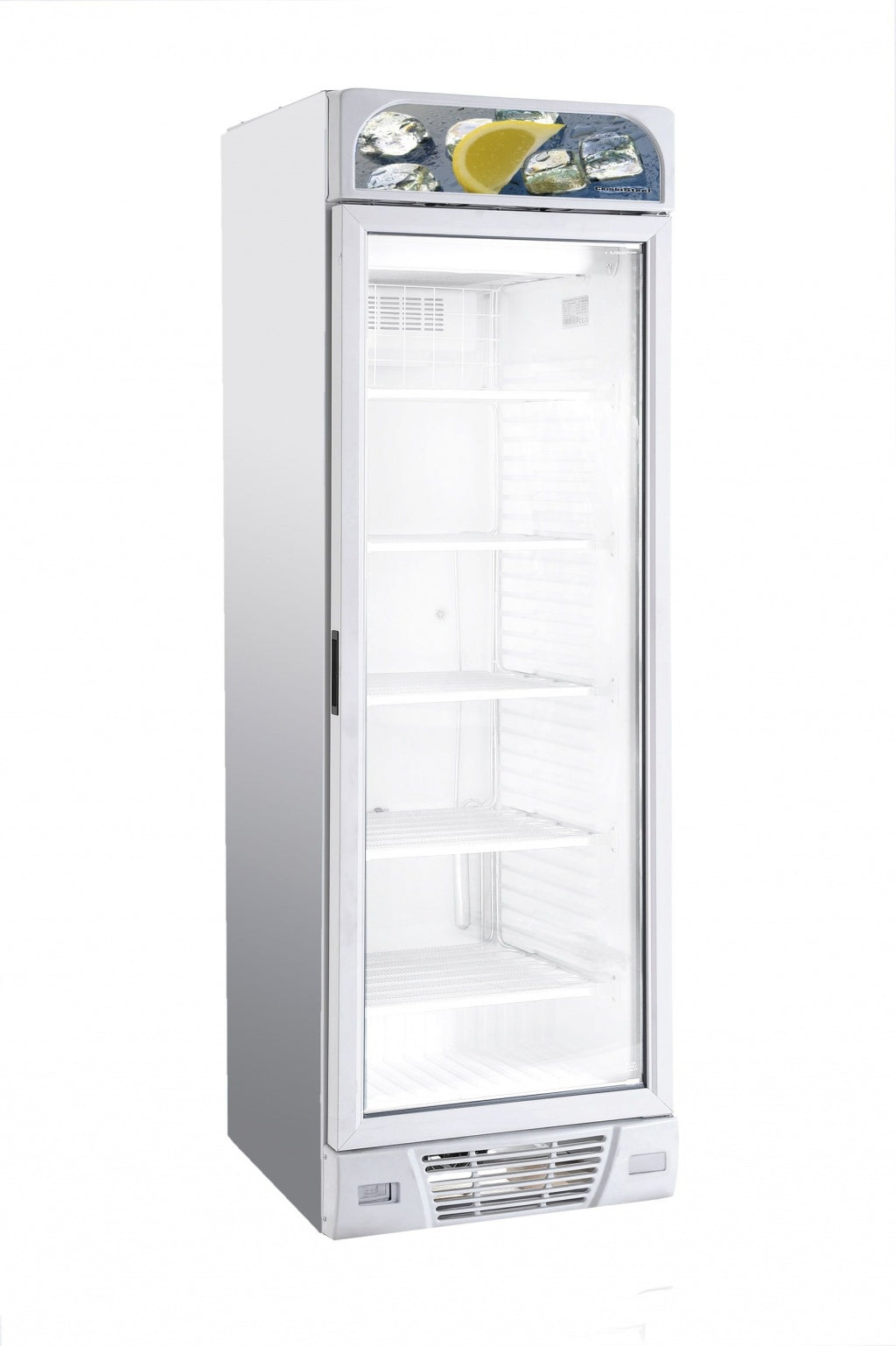 Combisteel Single Glass Door Display Freezer 382 Litre with Canopy White - 7464.0055 Upright Glass Door Freezers Combisteel