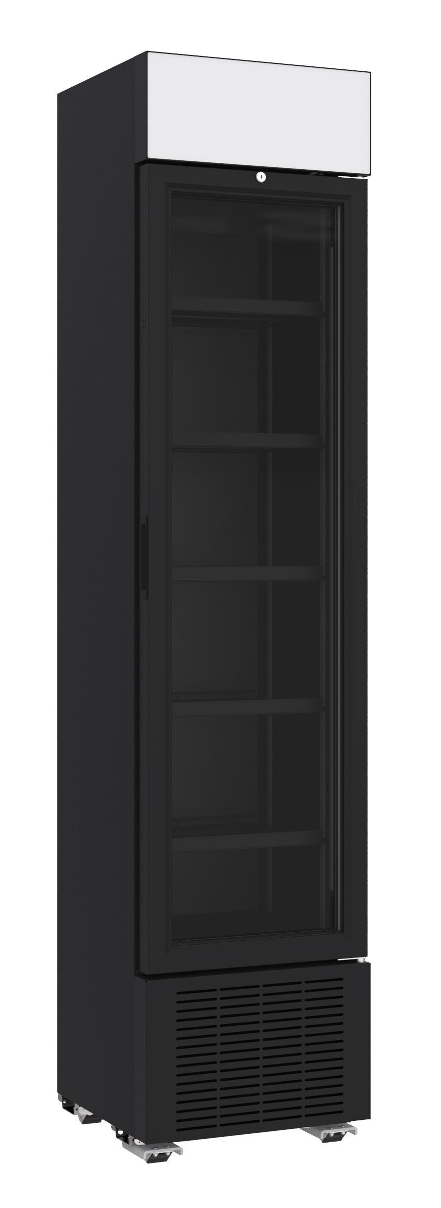 Combisteel Single Door Slimline Bottle Fridge Merchandiser Black 232 Litre with Canopy - 7464.0200 Upright Single Door Bottle Coolers Combisteel