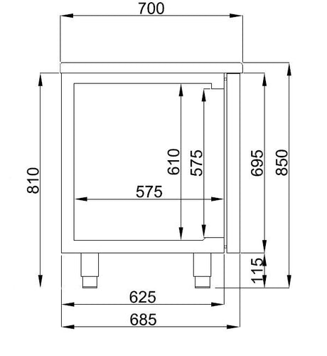 Combisteel 4 Four Door Stainless Steel Counter Fridge 632Ltr - 7489.5510 Refrigerated Counters - Four Door Combisteel   