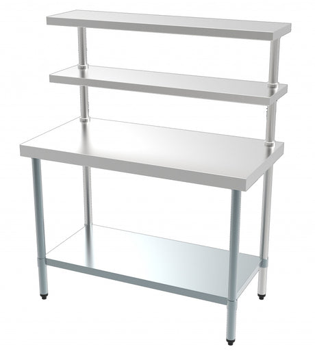 Combisteel Stainless Steel Worktable with Double Overshelf 1500mm Wide - 7490.0105 Stainless Steel Tables with Overshelf Combisteel