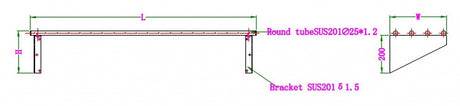 Combisteel Stainless Steel Tube Wall Shelf 1800mm Wide - 7490.0130 Stainless Steel Wall Shelves Combisteel   