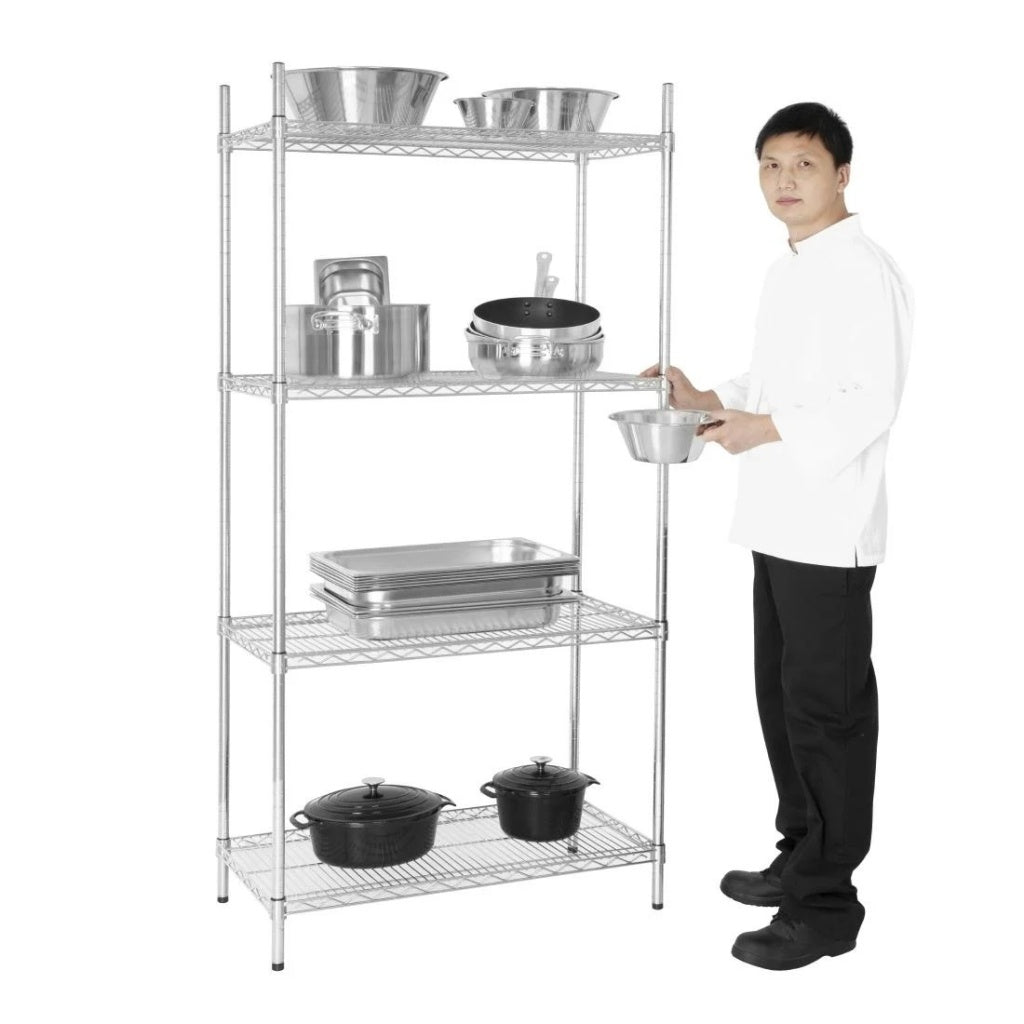 Combisteel 4 Tier Chrome Wire Shelving Rack Kit 1200mm Wide - 7530.0010 Chrome Wire Shelving and Racking Combisteel