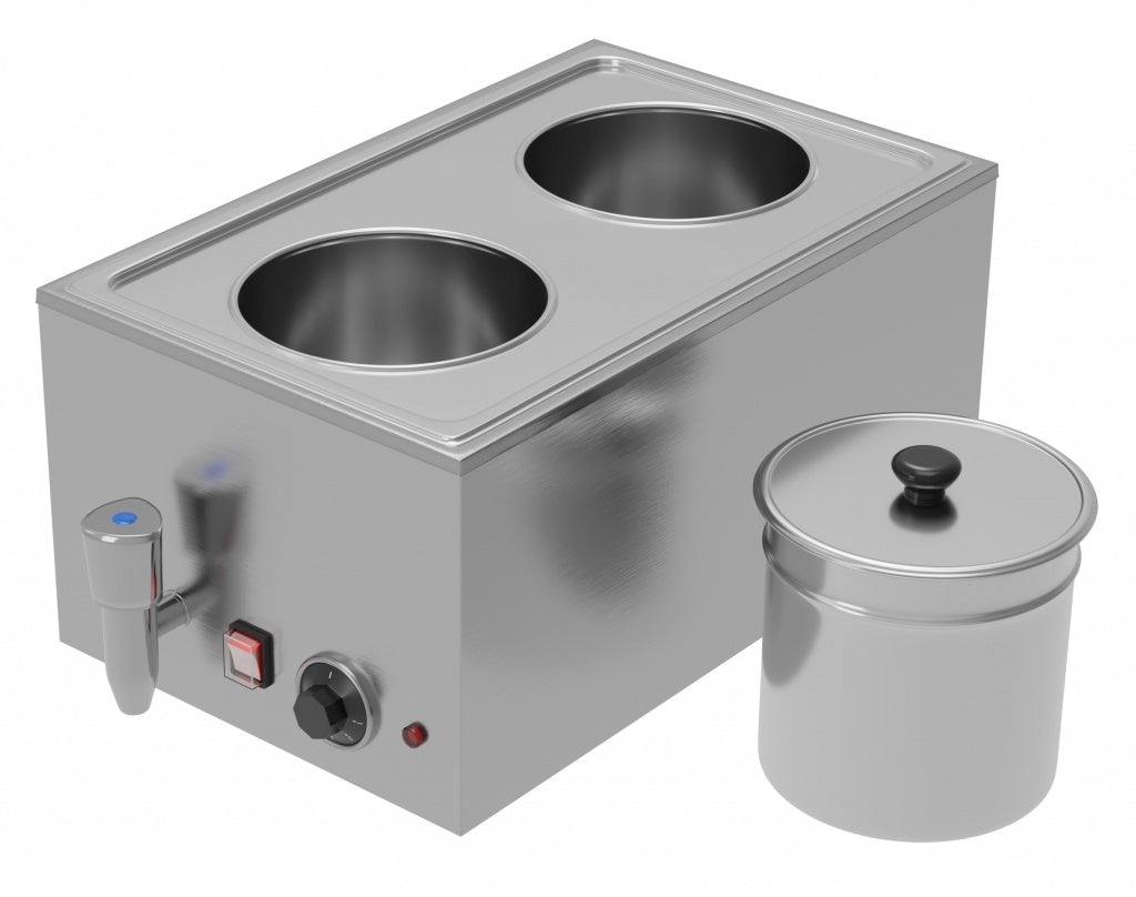 Empire Electric 2 Round Pot Wet Well Bain Marie with Drain Tap - Commercial Food Warmer | EMP-BM2P Bain Maries Empire