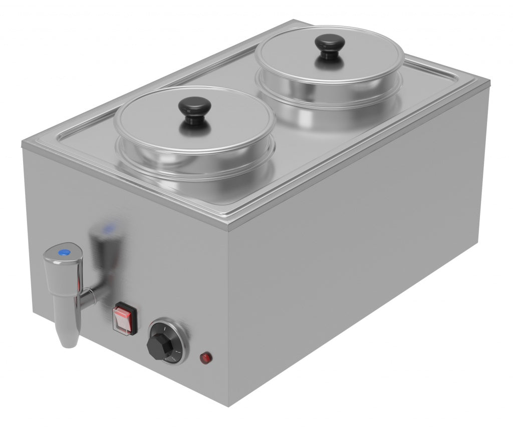 Empire Electric 2 Round Pot Wet Well Bain Marie with Drain Tap - Commercial Food Warmer | EMP-BM2P Bain Maries Empire