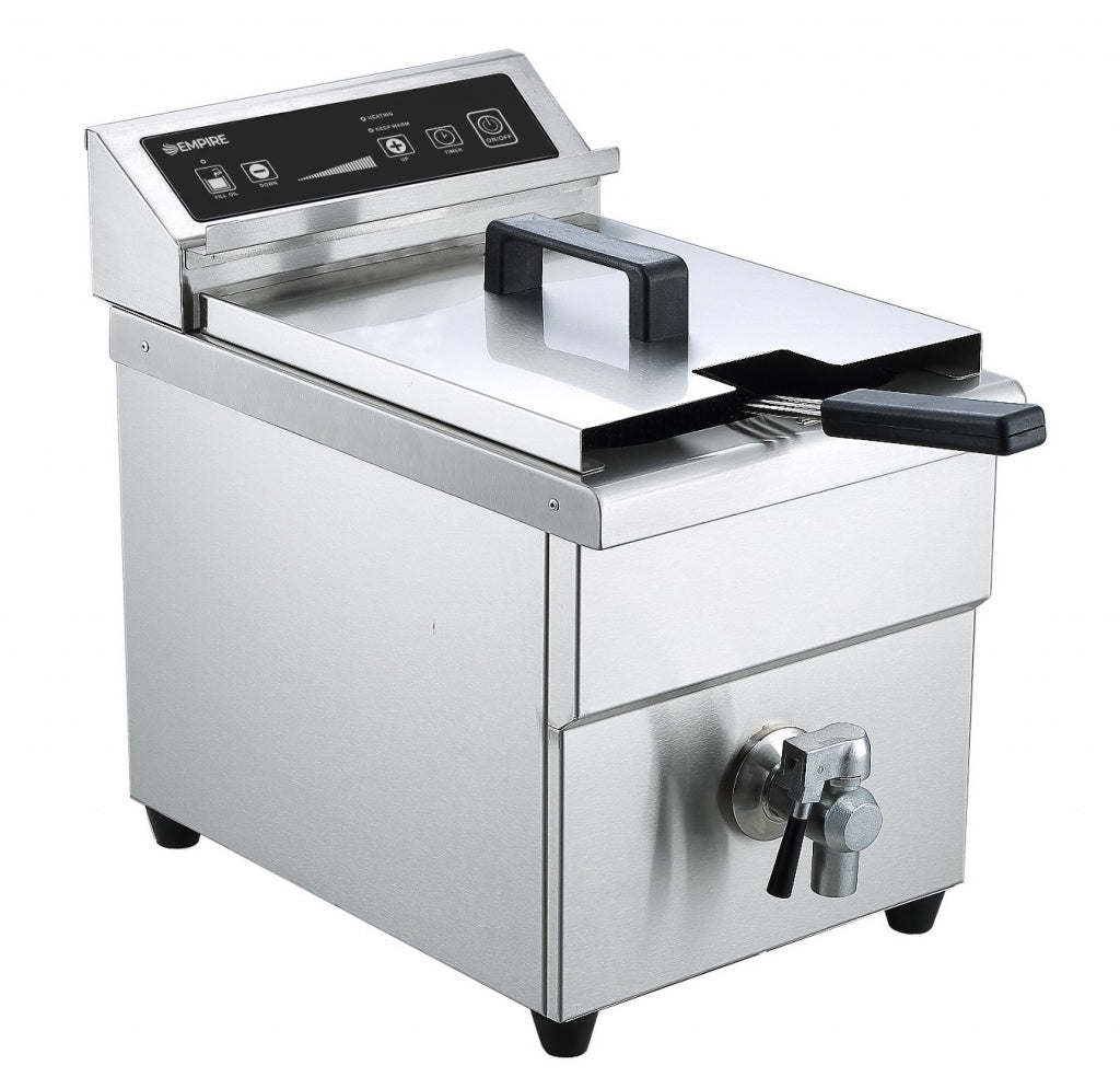 Empire 8 Litre Induction Fryer Single Tank with Drain Tap 3kW - EMP-IND-SF10 Induction Fryers Empire