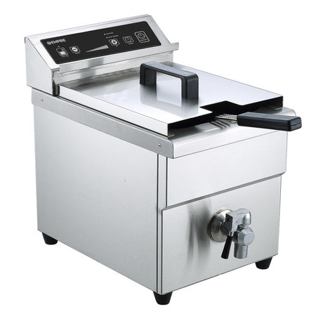Empire 8 Litre Induction Fryer Single Tank with Drain Tap 3kW - EMP-IND-SF10 Induction Fryers Empire   