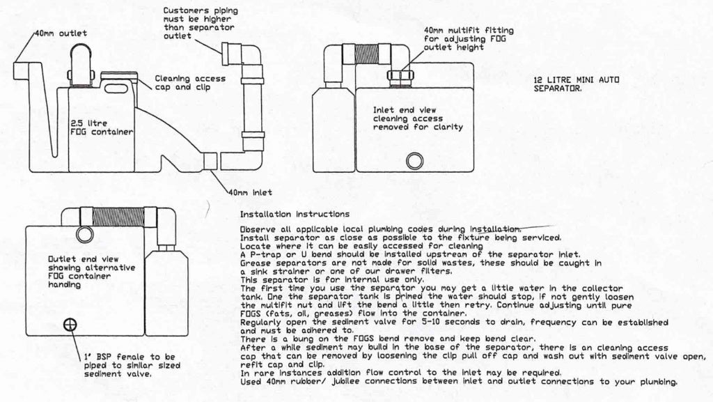 Empire Grease Guzzle HDPE 12 Litre Mini Automatic Grease Trap - P-P12AUTO Poly HDPE Grease Traps Empire