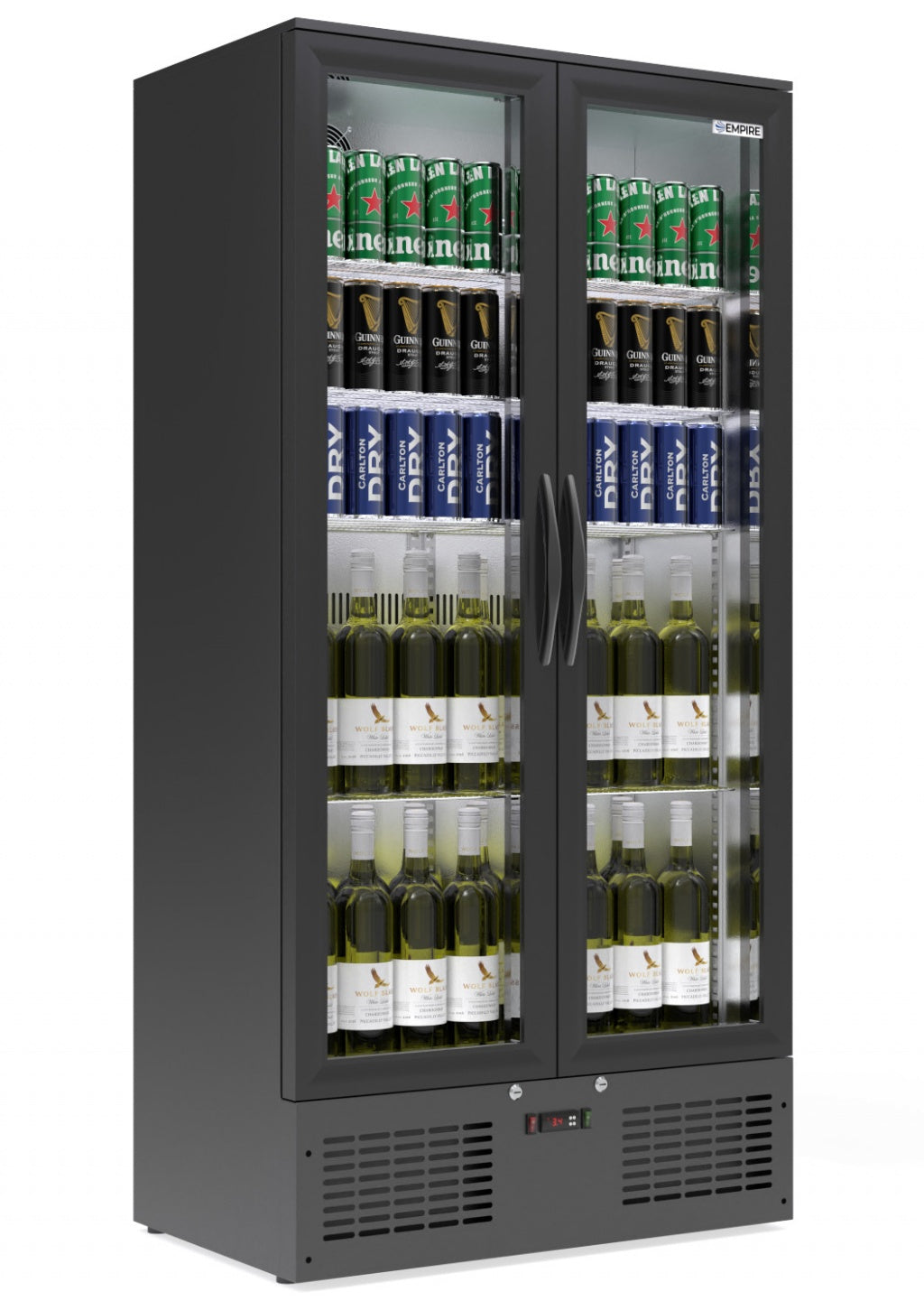 Empire Double Door Upright Back Bar Bottle Cooler – 466L Commercial Display Fridge | CL-510H Upright Double Door Bottle Coolers Empire