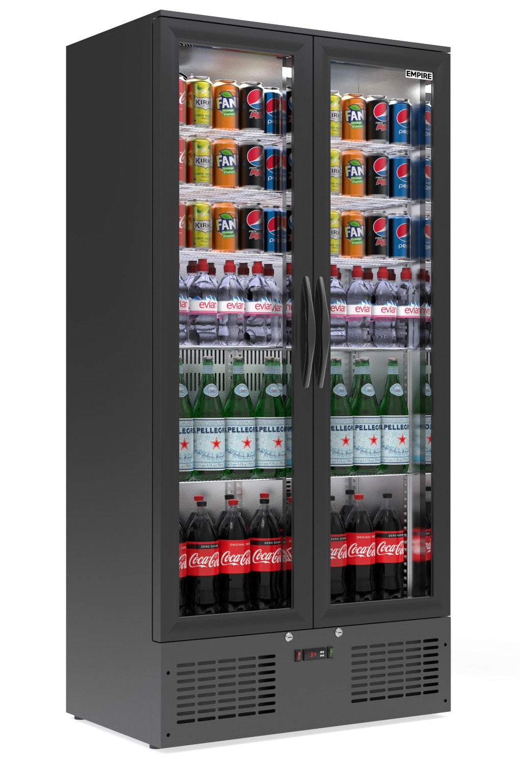 Empire Double Door Upright Back Bar Bottle Cooler – 466L Commercial Display Fridge | CL-510H Upright Double Door Bottle Coolers Empire