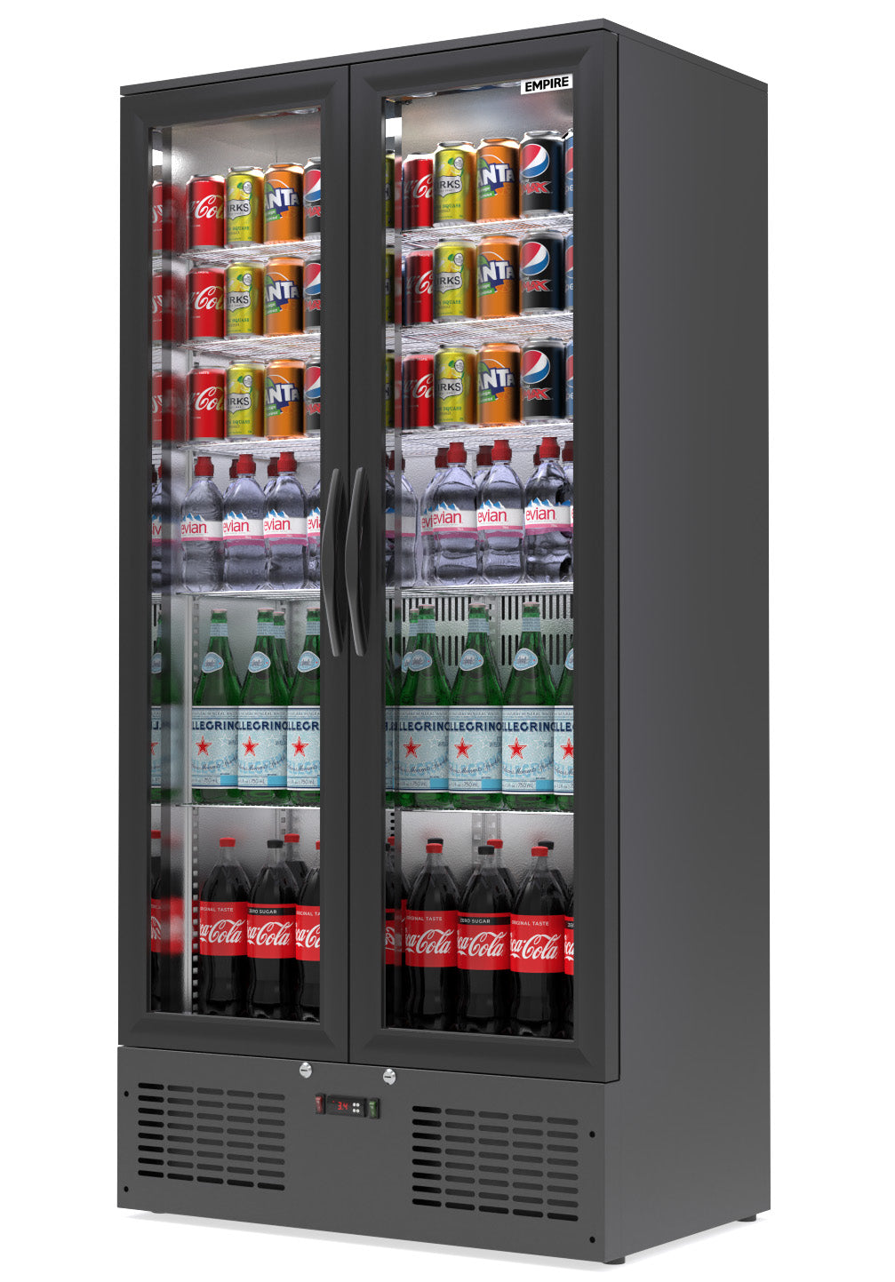 Empire Double Door Upright Back Bar Bottle Cooler – 466L Commercial Display Fridge | CL-510H Upright Double Door Bottle Coolers Empire