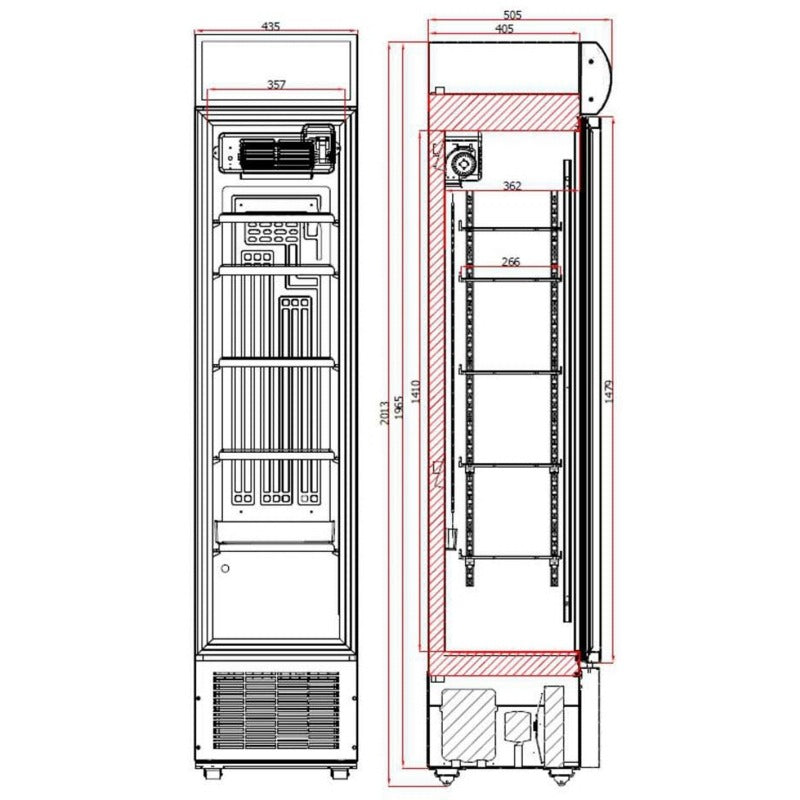 Tefcold Slimline Black Glass Door Merchandiser - FSC175H Upright Single Door Bottle Coolers Tefcold