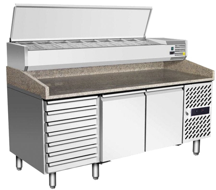 Atosa Double Door Pizza Counter Fridge with 7 Drawers - EPF3480 Counter Fridges With Drawers ATOSA