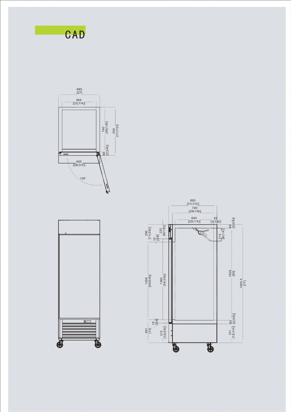 Atosa Stainless Steel Single Door Upright Fridge - ICE8950GR Refrigeration Uprights - Single Door ATOSA