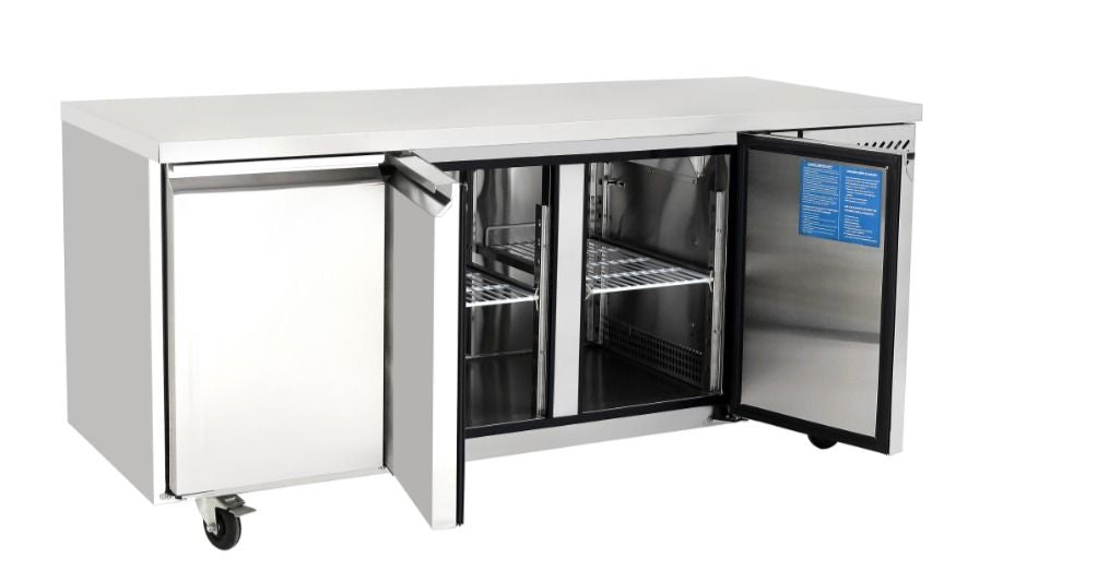 Atosa Stainless Steel Three Door Counter Refrigerator with 100mm Splashback - EPF3432HDSB Refrigerated Counters - Triple Door ATOSA