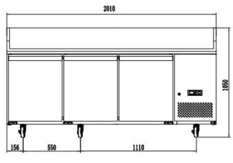 Atosa Triple Door Granite Top Pizza Counter Fridge - EPF3485GR Pizza Prep Counters - 3 Door ATOSA