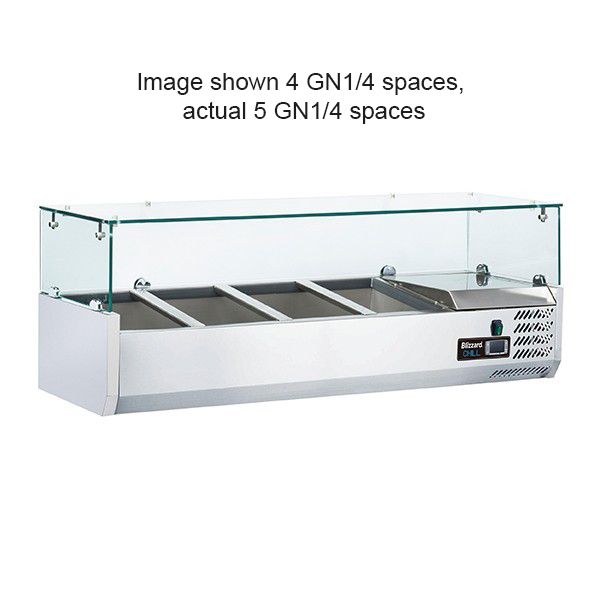 Blizzard 1/4 Gastronorm Prep Top With Glass Cover 1200mm - TOP1200-14CR VRX Topping Units Blizzard