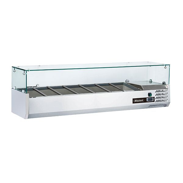 Blizzard 1/4 Gastronorm Prep Top With Glass Cover 1500mm - TOP1500-14CR VRX Topping Units Blizzard