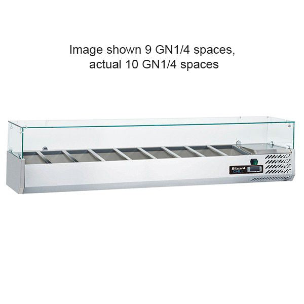 Blizzard 1/4 Gastronorm Prep Top With Glass Cover 2000mm(W) - TOP2000-14CR VRX Topping Units Blizzard