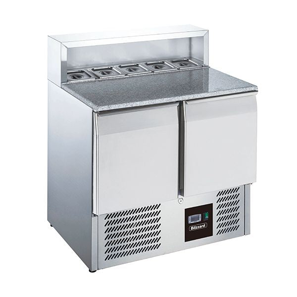 Blizzard 2 Door Compact Gastronorm Pizza Prep Counter 240L - BCC2PREPGRANITE Pizza Prep Counters - 2 Door Blizzard
