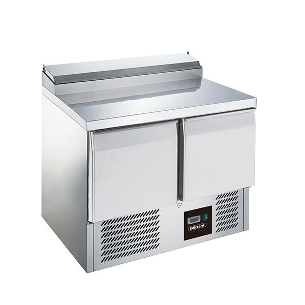 Blizzard 2 Dr Compact Gn Prep Counter W/ Raised Collar 254L - BCC2EN Saladette Counters Blizzard