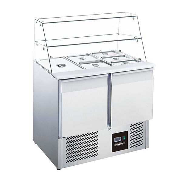 Blizzard 2 Dr Compact Gn Prep Station With Display 240L - BPD2 Saladette Counters Blizzard