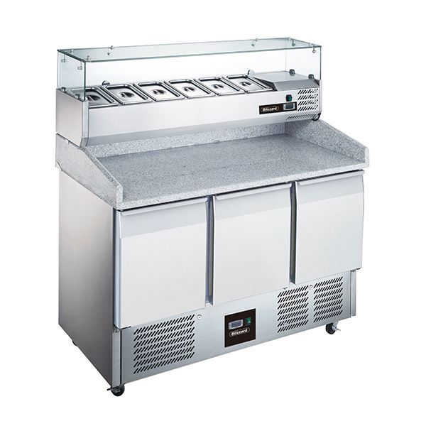 Blizzard 3 Door Compact Gastronorm Pizza Prep Counter 368L - BCC3PIZZA Pizza Prep Counters - 3 Door Blizzard