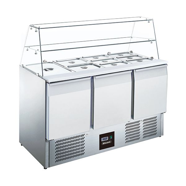 Blizzard 3 Dr Compact Gn Prep Station With Display 368L - BPD3 Saladette Counters Blizzard